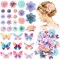 30 Pcs Flower and Butterfly Hair Clips for Women (Blue, Purple)